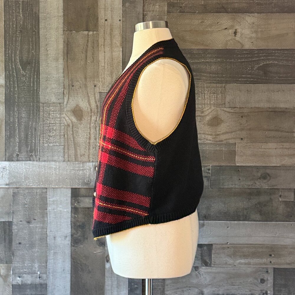 Maggie McNaughton vintage plaid sweater vest Xlarge Christmas holiday party - Picture 6 of 10